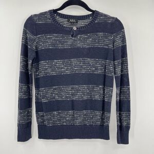 APC Blue White Striped Crew Neck Long Sleeve Sweater Women's Size XS
